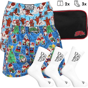 Styx Мъжки подаръчен комплект Styx Комплект две - боксерки и 3PACK чорапи бели Styx | Mnogotsveten | МЪЖЕ | XXL