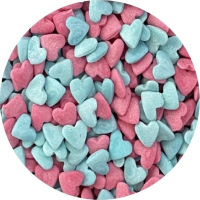 I Love Cakes Cukrové zdobení růžovo-modré srdíčka 1 kg