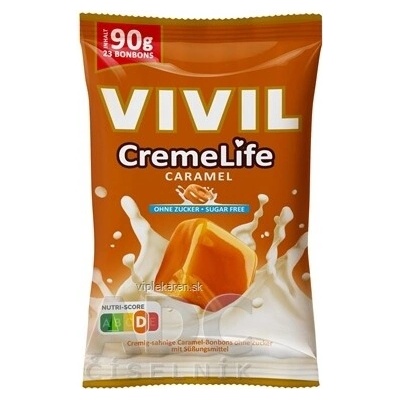 Vivil Creme Life Caramel drops se smetanově karamelovou příchutí bez cukru 90 g