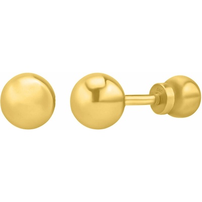 SILVEGO Zlaté náušnice pecky kuličky Bellora ze žlutého zlata - 4 mm FNN32838EGY