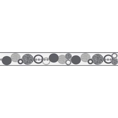 IMPOL TRADE D 58-017-5 Samolepiaca bordúra kruhy sivé, rozmer 5 m x 5,8 cm