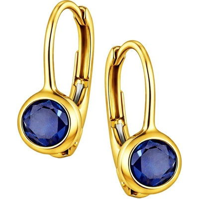 Zlaton Náušnice žluté zlato modrý kámen visací 1.4cm 1.4g 000181810221
