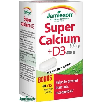 Jamieson Calcium Super 600 mg + D3 400 IU 75 tabliet
