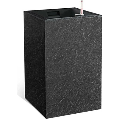 PLASTKON Květináč Cubico Stone 27 x 27 x 42 cm antracit s rostlinnou vložkou