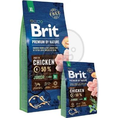 Brit Premium by Nature Junior Extra Large - Храна от Пилешко за подрастващи, много големи кучета 15 кг - срок на годност: 28.08. 2026