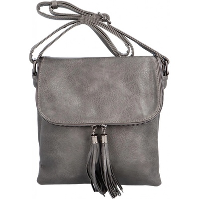 Stylová dámská crossbody taška s ozdobnými zipy Elsa šedá