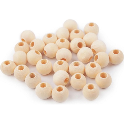 Dřevěné korálky nelakované Ø12 mm, velké, přírodní sv.