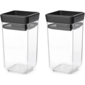 Brabantia Комплект 2 бр. бурканчета за подправки Brabantia Tasty+ Stackable 1008883, 150 мл, Без BPA, Иновативни капачета, Прозрачен/тъмносив (1008883)