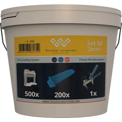 Aplikační set pro keramické dlažby System Leveling SET 500/200/1 - spony 3.0mm, klínky, kleště (SL1553)