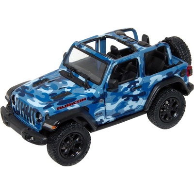 Kinsmart Jeep Wrangler 2018 otevřený camo modrá 1:34