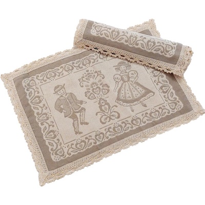 TEXICOP Gobelínové prestieranie obrúsok A005 sivé kaki Bavlna/polyester 4ks 30x50cm prestieranie