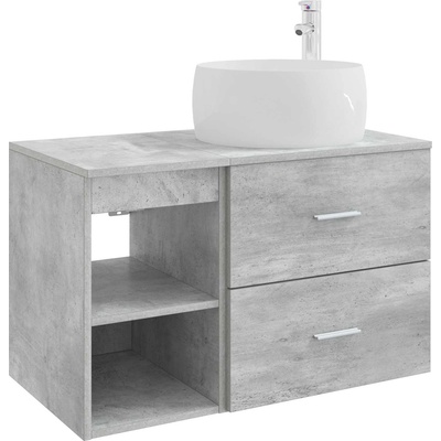 vidaXL Комплект мебели за баня 2 pcs Бетонно сиво Инженерна дървесина (3403923)