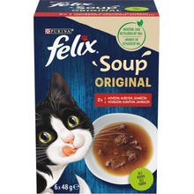 Felix Soup polévky pro kočky hovězí kuře jehněčí 6 x 48 g