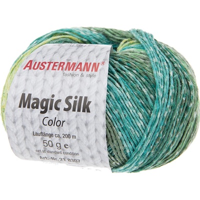 Austermann MAGIC SILK COLOR - 100% hedvábí - Ručně pletací příze Barva: 114 SMARAGD