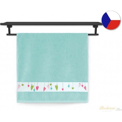 Veba Ručník NORA Barevná srdíčka tisk mint 50 x 100 cm