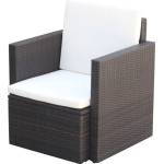 vidaXL Градински стол с възглавници, полиратан, кафяв (42668)