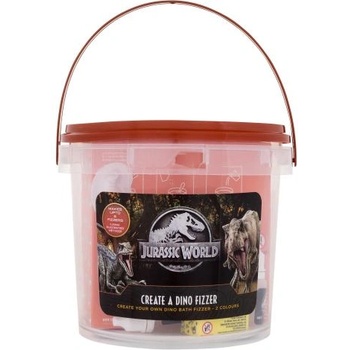 Universal Jurassic World Create A Dino Fizzer подаръчен комплект: лимонена киселина 70 g + сода за хляб 130 g + жълта боя1 g + синя боя 1 g + глицерин 10 g + аромат на ягода 5 g + форма за бомбички за вана