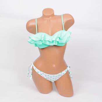 Image 1 of Бански в тюркоазено-зелено и бяло със сърца