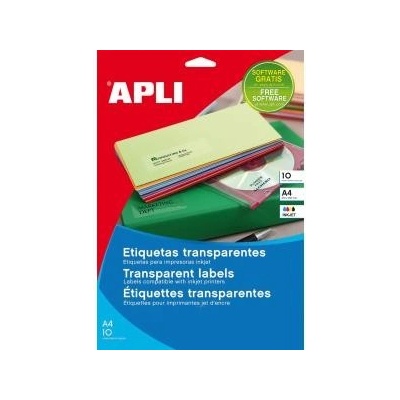 Etikety polyesterové priehľadné 210x297mm APLI A4 inkjet 10 hárkov