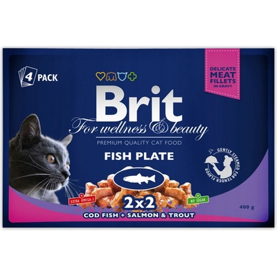 Brit Premium Cat Delicate Fillets in Gravy Cod fish, Salmon and Trout 4 x 100 g