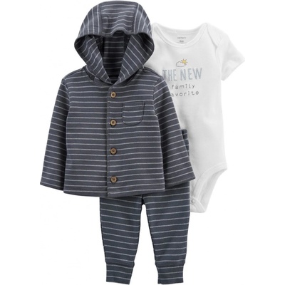 Carter's set 3dielny mikina tepláky body kr. rukáv Grey Stripes chlapec LBB