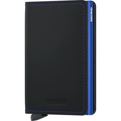 SECRID Kožené pouzdro na karty Slimwallet Matte Black & Blue černé s modrou