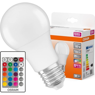 Osram Retrofit Sada LED žiaroviek, 806 lm, RGB, teplá biela, E27, 2 ks LED STAR+ CL A RGBWFR 60 DIMMABLE V