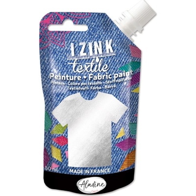 Aladine Izink Textile barva na textil 80 ml argent stříbrná