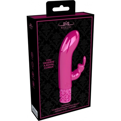 Royal Gems Dazzling rechargeable waterproof bunny clit G-spot vibrator pink