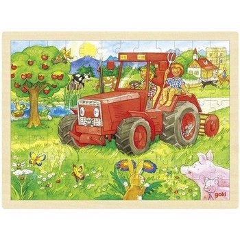 Goki na desce Červený traktor 96 dílků