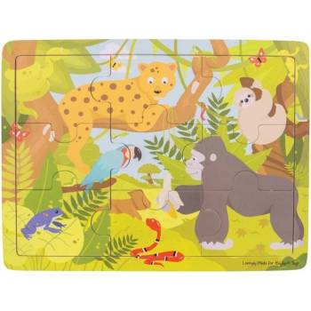 Image 1 of Bigjigs Toys Детски дървен пъзел в рамка Bigjigs - Джунгла (BJ222)