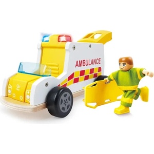 Hape Детска дървена линейка Hape - Rapid Response, 4 части (H3091)