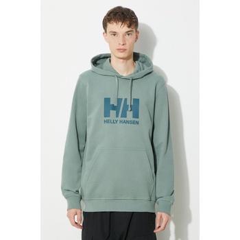 Helly Hansen Памучен суичър Helly Hansen HH LOGO HOODIE в зелено с качулка апликация 53289 33977 (33977)