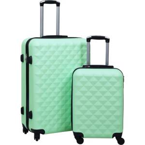 vidaXL Комплект твърди куфари с колелца, 2 бр, мента, ABS (92430)