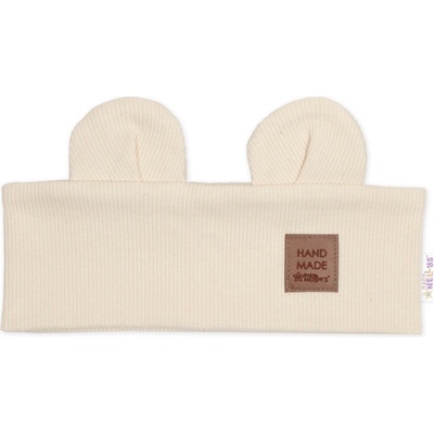 Baby Nellys čelenka Teddy s uškami pre deti Hand Made - krémová