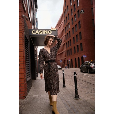 Moodo Кафяви щамповани рокли Moodo Moodo | Bezhov | ЖЕНИ | XS