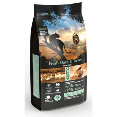 Ambrosia Senior, Light, Sterilized Cat HOLISTIC Fresh Duck Turkey - холистична храна за възрастни и кастрирани котки от всички породи, с прясна патица и пуйка - 5 кг, Франция