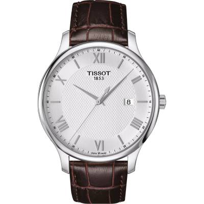 Tissot Мъжки часовник Tissot Tradition 063.610. 16.038. 00, Кафяв / Бял (TIS063.610.16.038.00)
