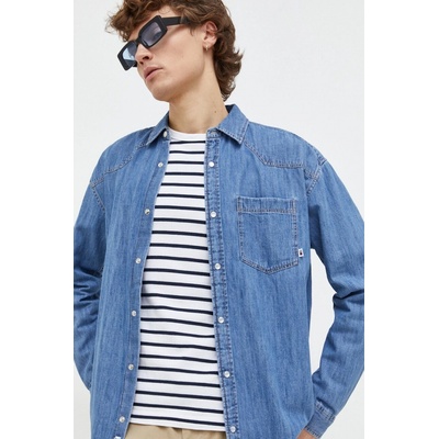 Tommy Jeans pánská džínová košile relaxed s klasickým límcem DM0DM18330 modrá