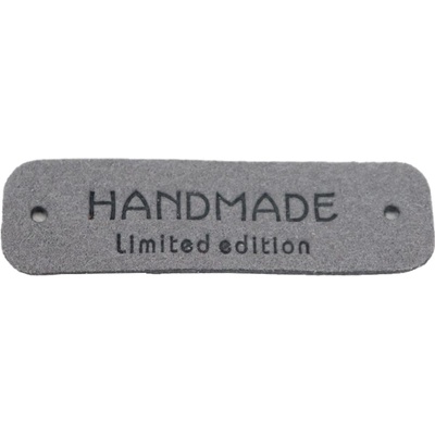 Pro Háčkování Koženková cedulka Hand Made - Limited edition - 15x55 mm šedá