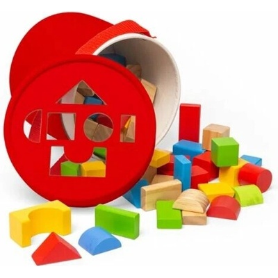 Bigjigs Toys Drevené kocky a vkladačka vo vedierku