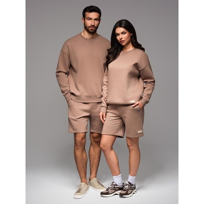 Ombre Clothing UNISEX спортен екип суитшърт + шорти - кафяв V16 Z108 Ombre Clothing Ombre Clothing | Kafyav | МЪЖЕ | M/L