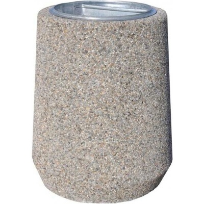 HTI Kulatý betonový koš 70l Novis Bílý štěrkovaný beton