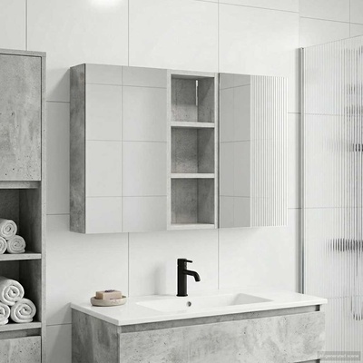 vidaXL Комплект шкафове за баня с рафт с врата 3 pcs 80 x 10, 5 x 50 см (3403651)