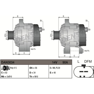 Alternátor DENSO DAN3034