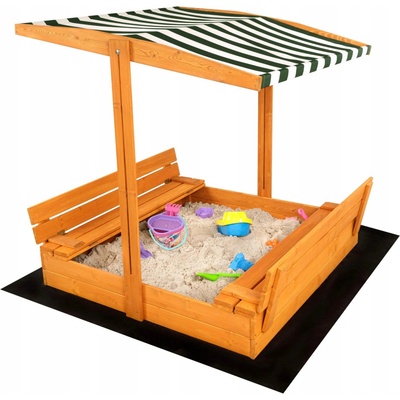 Sand Tropic Dřevěné pískoviště s lavičkami a stříškou 120x120cm zeleno-bílé