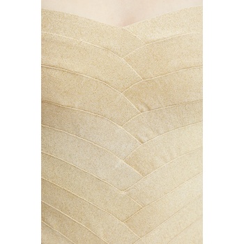 Herve Leger Рокля Herve Leger Iris в златисто дълга с кройка по тялото HLM8505780 (HLM8505780)