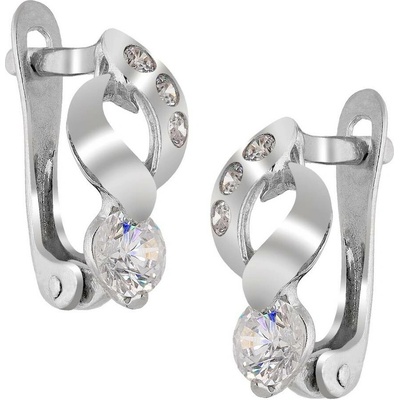 Zlaton Náušnice bílé zlato s kamenem visací 1.3cm 1.8g 000311602245