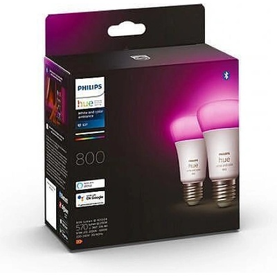 Philips Смарт крушка Philips Hue E27 White and Colour Ambiance, 800 lm, double pack (Philips Hue E27 White and Colour Ambiance)