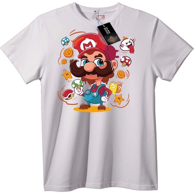 NOONEBRAND Тениска Mario допълнителни способности - XS, White